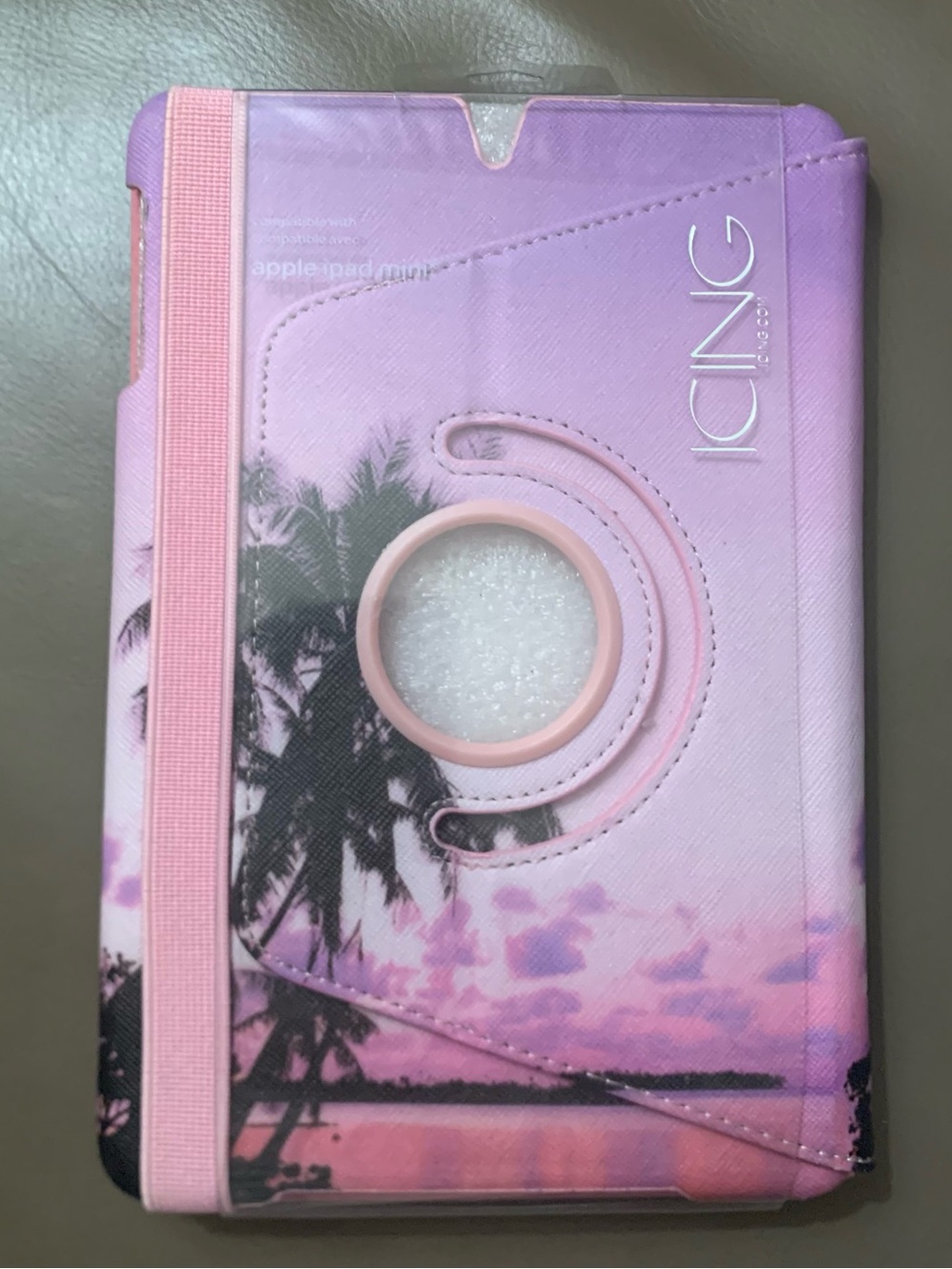 Apple IPad Mini Pink & Purple Palm Sunset Rotating Tablet Case